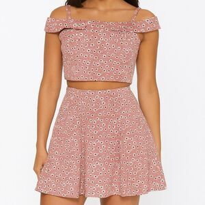 Few Moda NY Floral Two-Piece Pleated Skirt Set in‎ Pink Size Small NYT